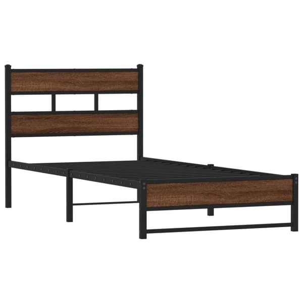 vidaXL sengeramme 107x203 cm uden madras metal brun egetræsfarve