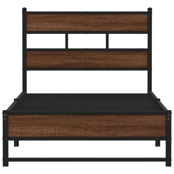 vidaXL sengeramme 107x203 cm uden madras metal brun egetræsfarve