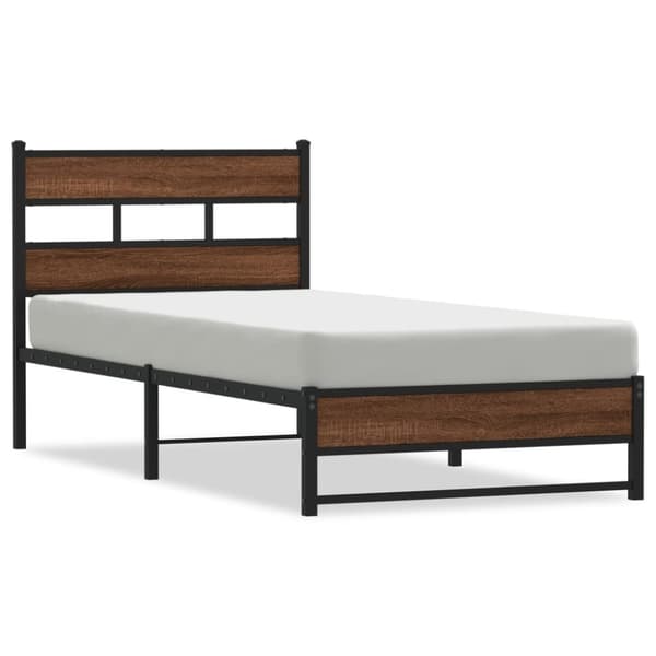 vidaXL sengeramme 107x203 cm uden madras metal brun egetræsfarve