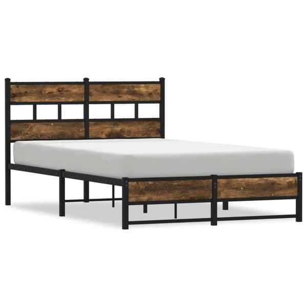 vidaXL Sengeramme i metall uten madrass røkt eik 120x190 cm