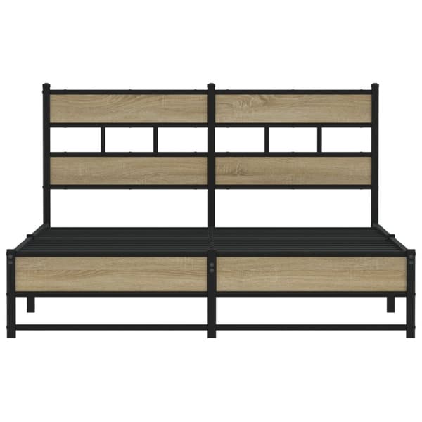 vidaXL Metallinen sängynrunko ilman patjaa Sonoma-tammi 135x190 cm