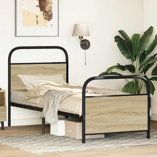 vidaXL Sengeramme uten madrass sonoma eik 75x190 cm konstruert tre