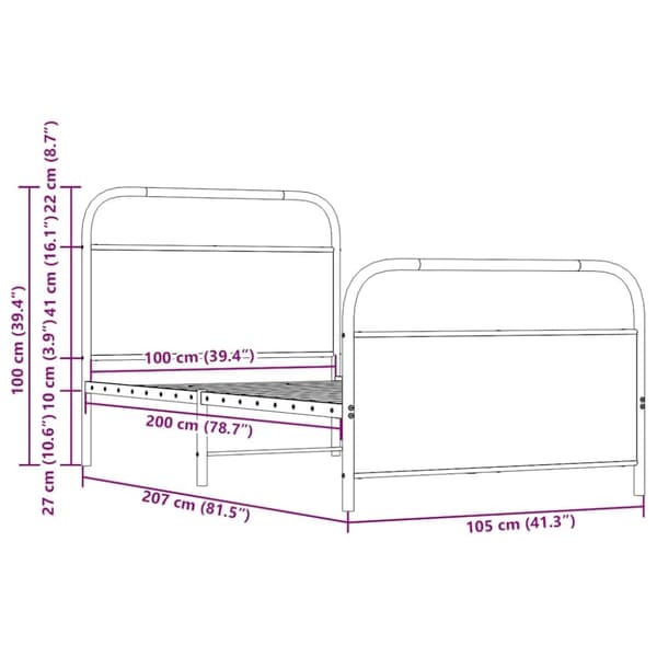 vidaXL Sengeramme uten madrass sonoma eik 100x200 cm konstruert tre