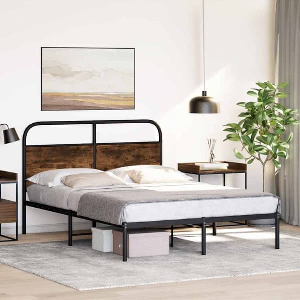 vidaXL Sängynrunko ilman patjaa 140x190 cm savutammi tekninen puu