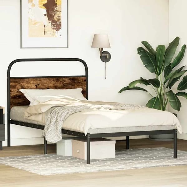 vidaXL sengeramme 100x190 cm uden madras konstrueret træ røget eg