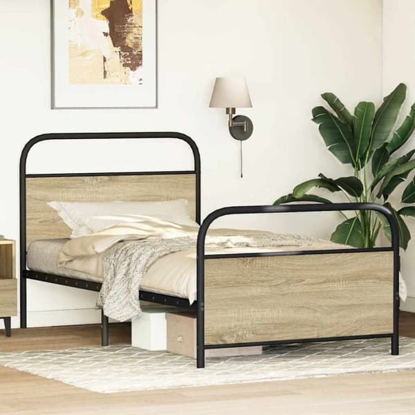 vidaXL sengeramme 90x200 cm uden madras konstrueret træ sonoma-eg