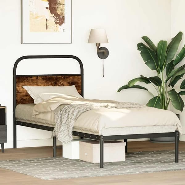 vidaXL Sängram utan madrass rökfärgad ek 80x200 cm konstruerad trä