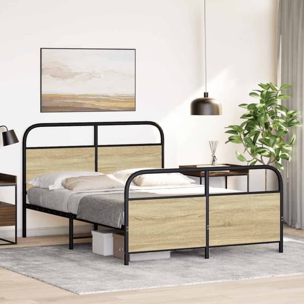 vidaXL Sengeramme uten madrass sonoma eik 120x200 cm konstruert tre