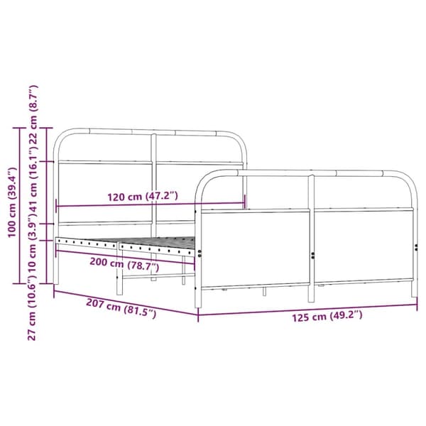 vidaXL Sengeramme uten madrass sonoma eik 120x200 cm konstruert tre