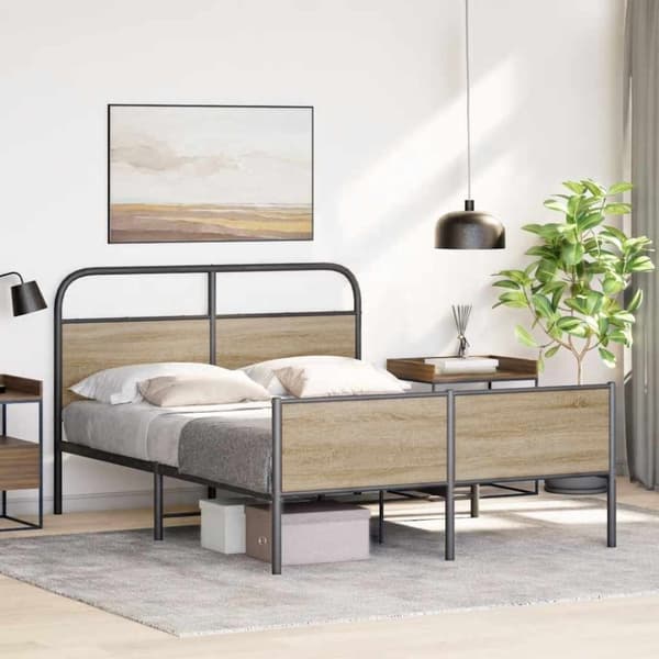 vidaXL Sengeramme uten madrass sonoma eik 140x200 cm konstruert tre