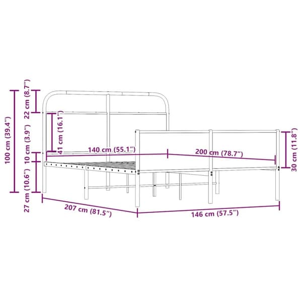 vidaXL Sengeramme uten madrass sonoma eik 140x200 cm konstruert tre