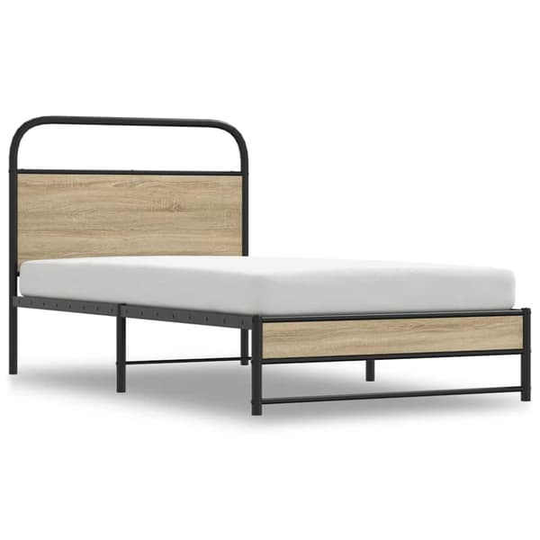 vidaXL Sengeramme uten madrass røkt eik 90x190 cm konstruert tre