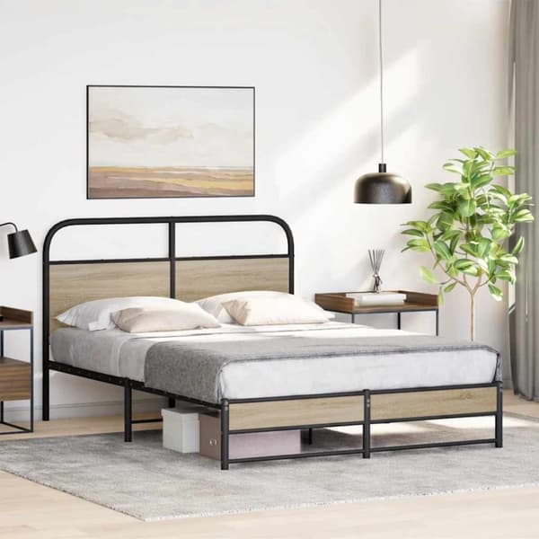 vidaXL Sängynrunko ilman patjaa 120x190 cm savutammi tekninen puu