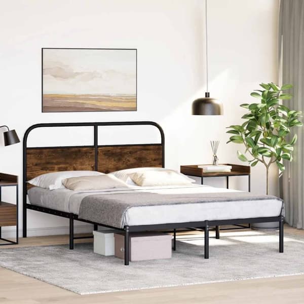 vidaXL Sengeramme uten madrass røkt eik 120x190 cm konstruert tre