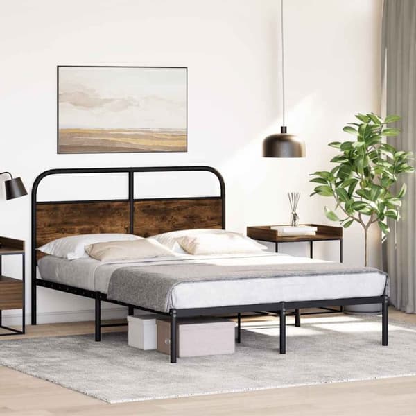 vidaXL Sengeramme uten madrass røkt eik 120x200 cm konstruert tre