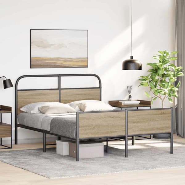 vidaXL Sengeramme uten madrass sonoma eik 140x190 cm konstruert tre