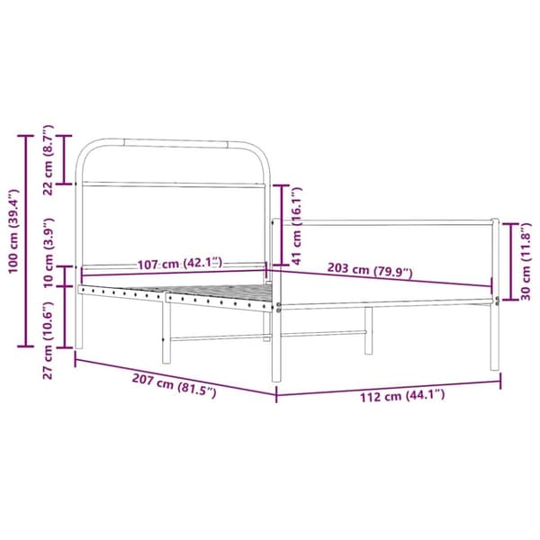 vidaXL Sengeramme uten madrass sonoma eik 107x203 cm konstruert tre