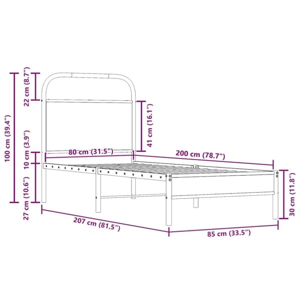 vidaXL sengeramme 80x200 cm uden madras konstrueret træ røget eg