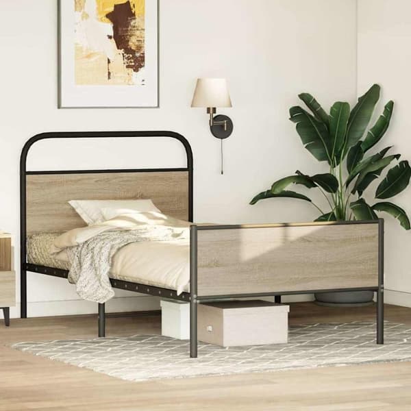 vidaXL Sengeramme uten madrass sonoma eik 90x200 cm konstruert tre