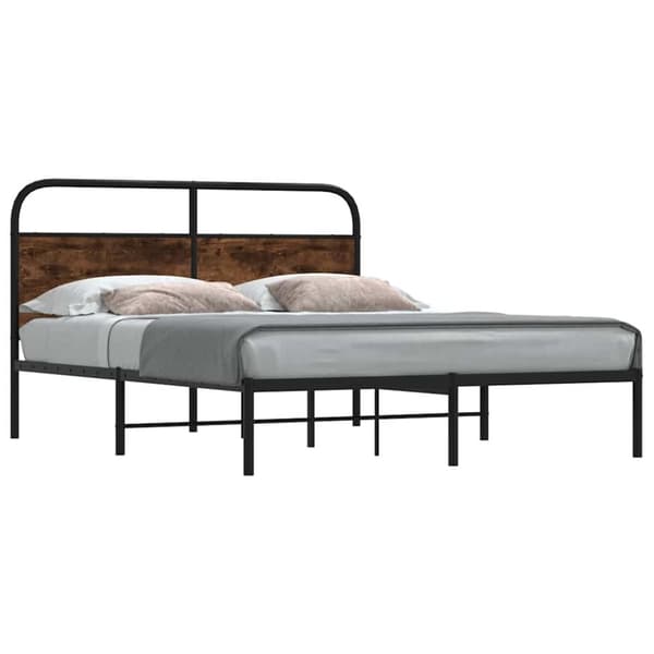 vidaXL sengeramme 150x200 cm uden madras konstrueret træ røget eg