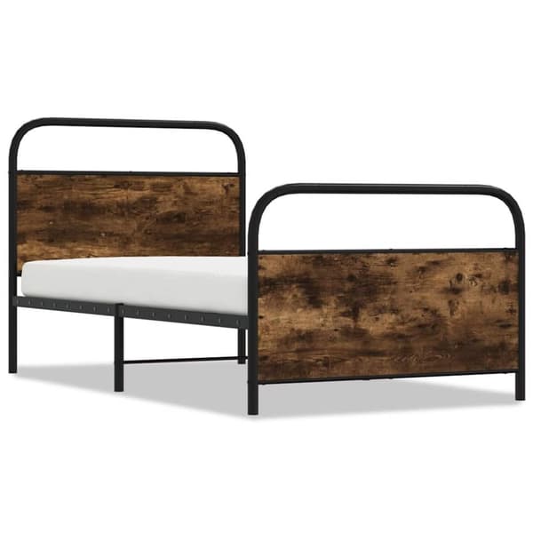 vidaXL Sängram utan madrass rökfärgad ek 90x190 cm konstruerad trä