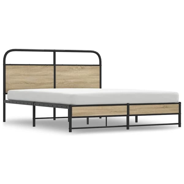 vidaXL sengeramme 150x200 cm uden madras konstrueret træ røget eg