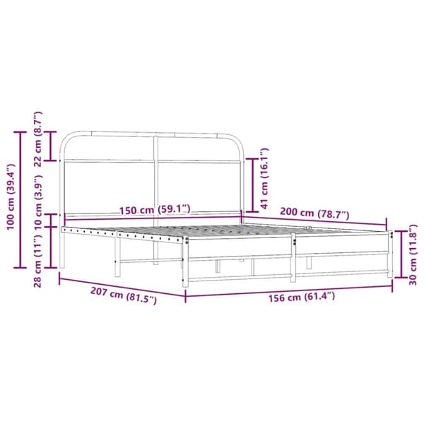 vidaXL sengeramme 150x200 cm uden madras konstrueret træ røget eg