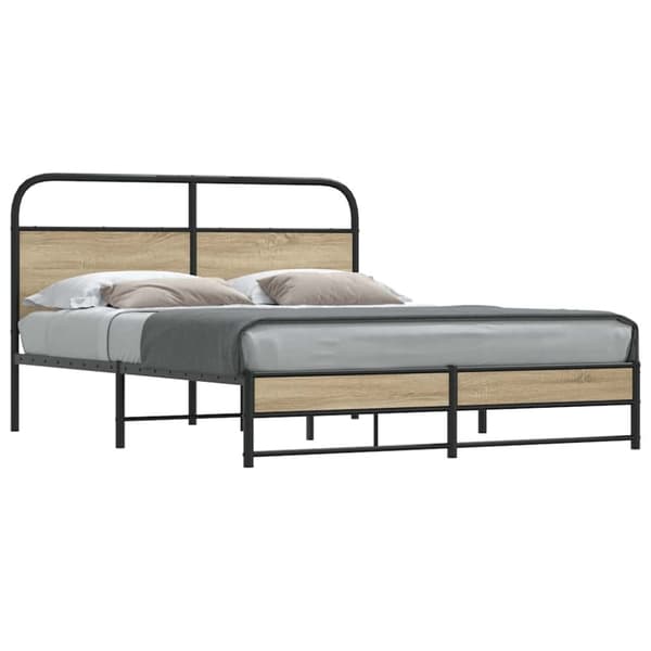 vidaXL sengeramme 150x200 cm uden madras konstrueret træ røget eg