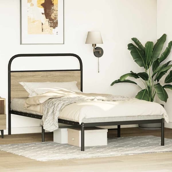 vidaXL Sengeramme uten madrass sonoma eik 90x200 cm konstruert tre