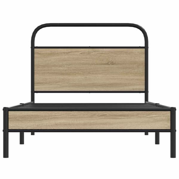 vidaXL Sängynrunko ilman patjaa 90x200 cm savutammi tekninen puu