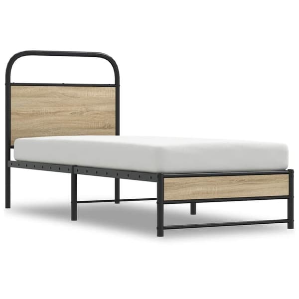vidaXL Sängynrunko ilman patjaa 75x190 cm savutammi tekninen puu