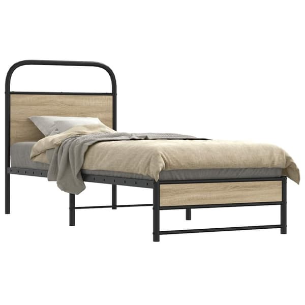vidaXL Sängynrunko ilman patjaa 75x190 cm savutammi tekninen puu