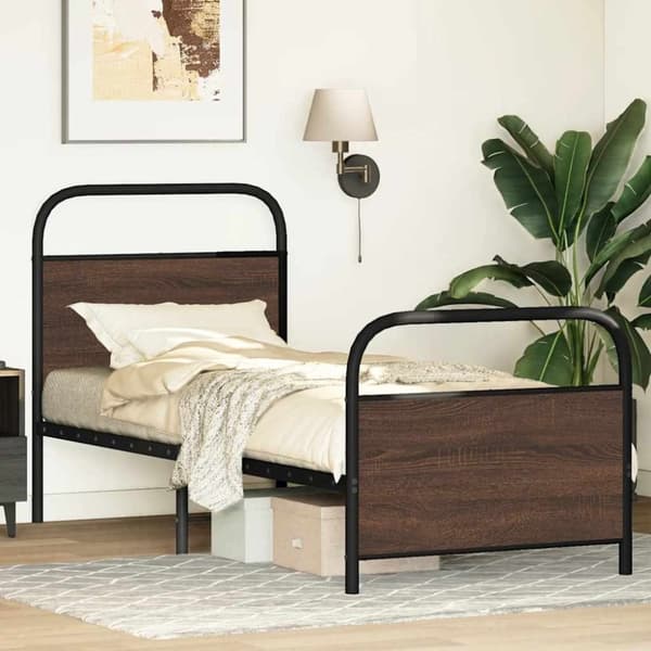 vidaXL Sengeramme uten madrass brun eik 75x190 cm konstruert tre