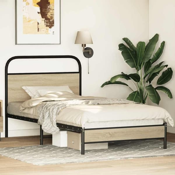 vidaXL Sengeramme uten madrass sonoma eik 100x190 cm konstruert tre
