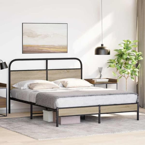 vidaXL Sengeramme uten madrass røkt eik 160x200 cm konstruert tre