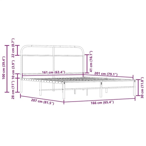 vidaXL Sengeramme uten madrass røkt eik 160x200 cm konstruert tre