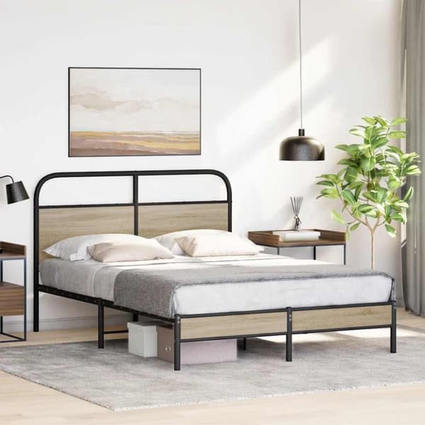 vidaXL Sengeramme uten madrass røkt eik 120x200 cm konstruert tre