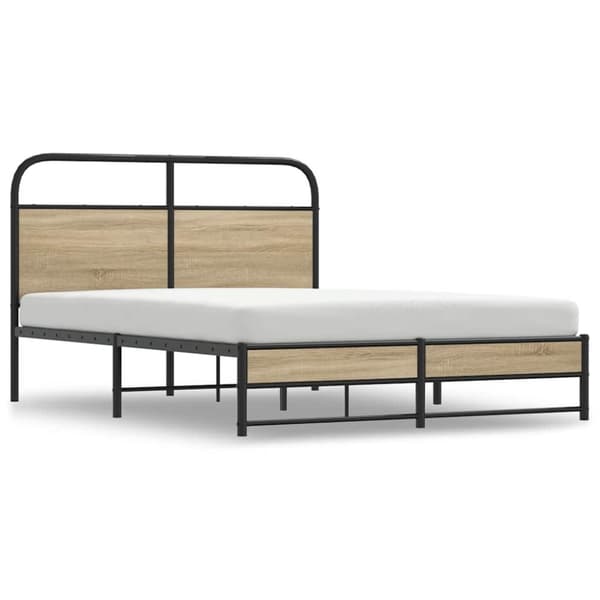 vidaXL Sängynrunko ilman patjaa 135x190 cm savutammi tekninen puu