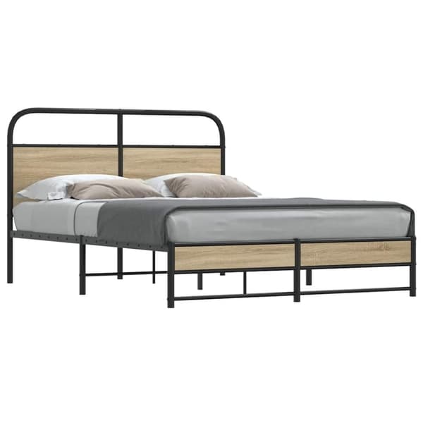 vidaXL Sängynrunko ilman patjaa 135x190 cm savutammi tekninen puu