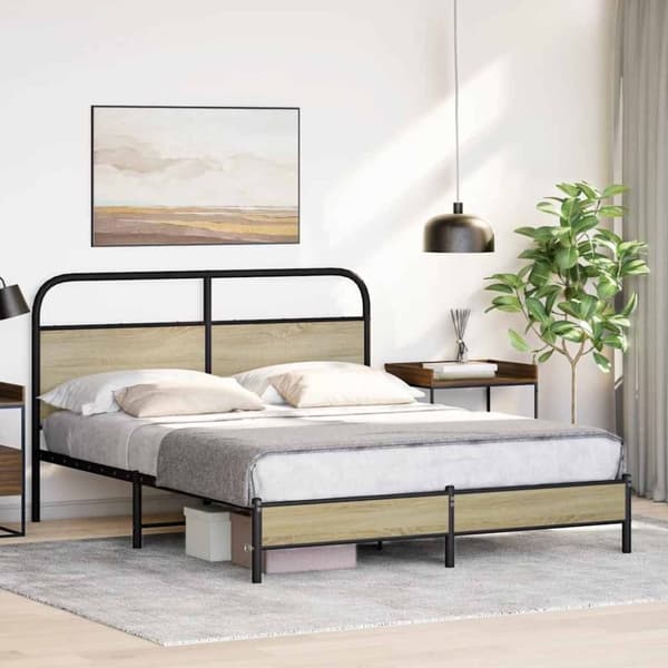 vidaXL Sengeramme uten madrass sonoma eik 160x200 cm konstruert tre