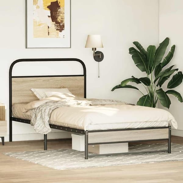 vidaXL Sängynrunko ilman patjaa 107x203 cm savutammi tekninen puu