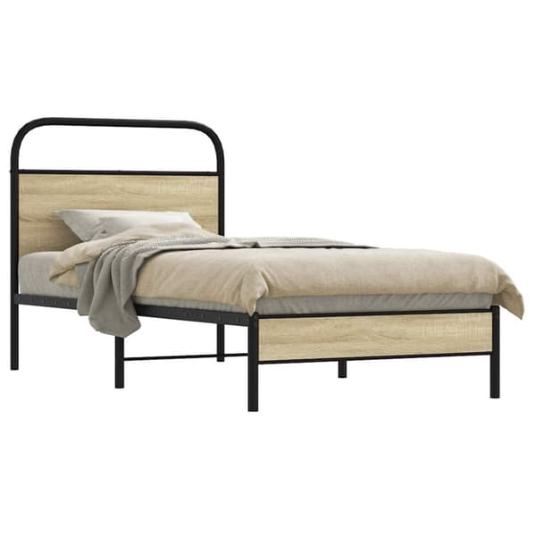 vidaXL Sängynrunko ilman patjaa 75x190 cm Sonoma-tammi tekninen puu