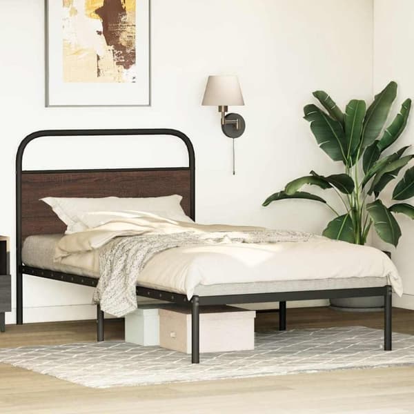 vidaXL sengeramme 100x190 cm uden madras konstrueret træ brunt eg
