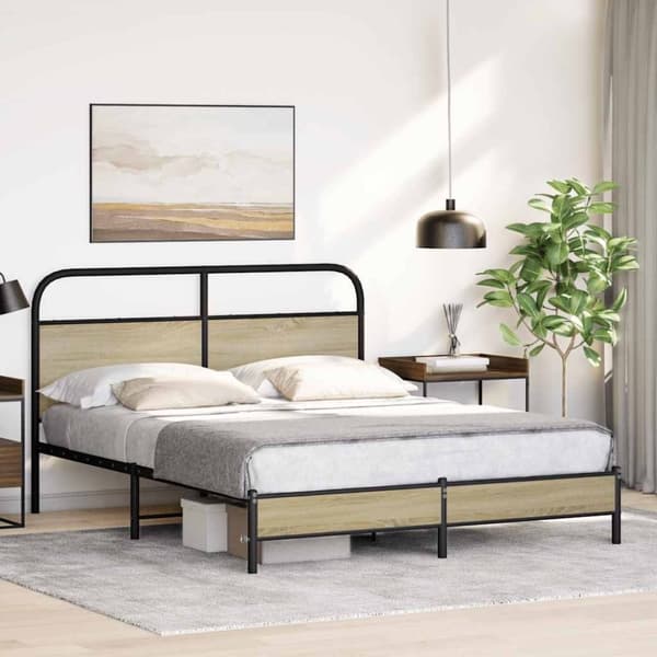 vidaXL Sengeramme uten madrass sonoma eik 150x200 cm konstruert tre
