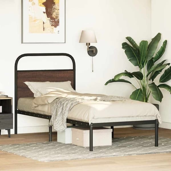 vidaXL Sängynrunko ilman patjaa 75x190 cm ruskea tammi tekninen puu