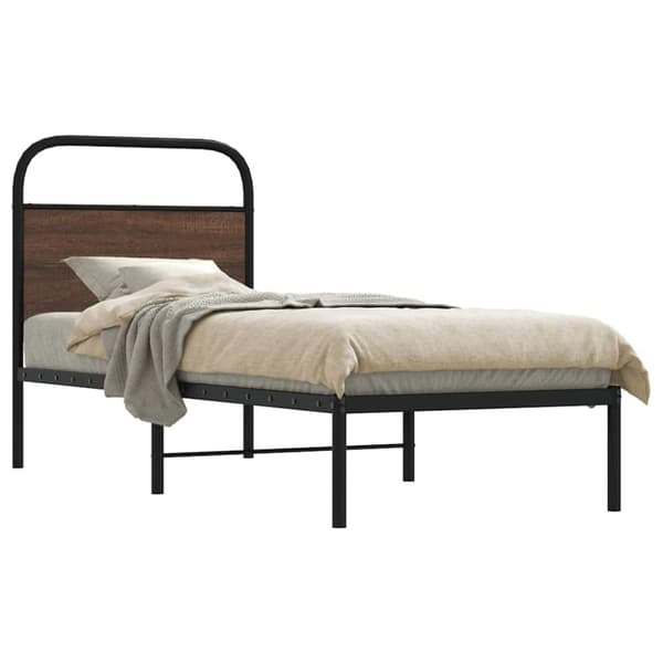 vidaXL Sängynrunko ilman patjaa 75x190 cm ruskea tammi tekninen puu