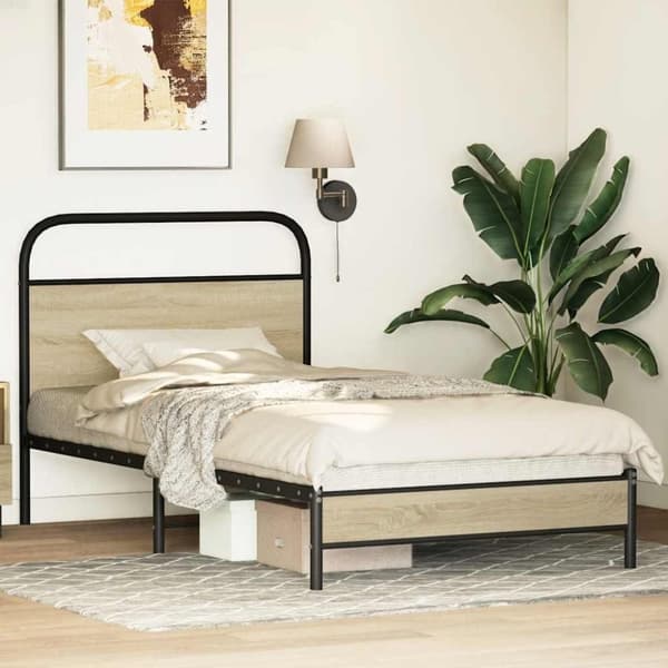 vidaXL sengeramme 90x200 cm uden madras konstrueret træ sonoma-eg