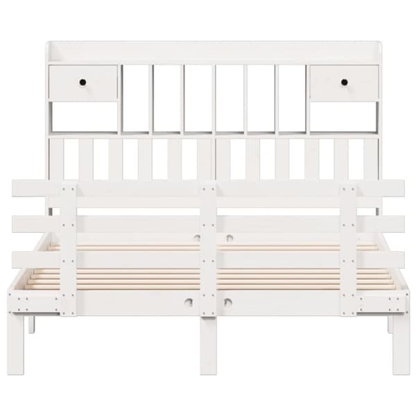 vidaXL Seng med bokhylle uten madrass hvit 150x200 cm heltre furu