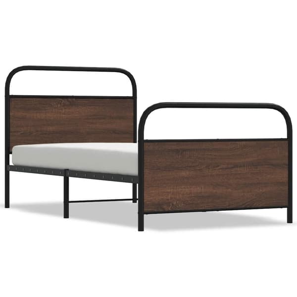 vidaXL Sängynrunko ilman patjaa 100x200 cm ruskea tammi tekninen puu