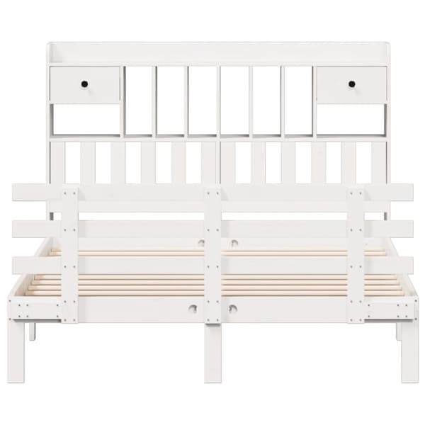 vidaXL Seng med bokhylle uten madrass hvit 140x190 cm heltre furu